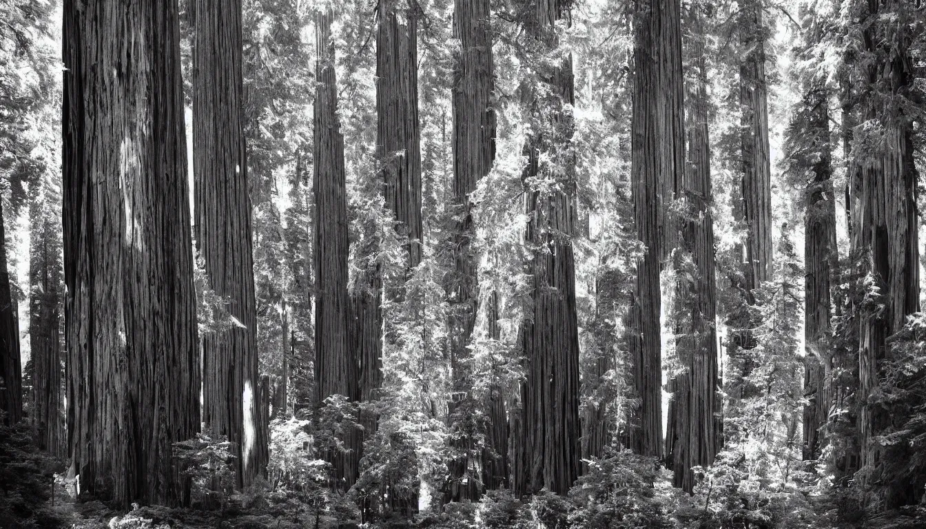 Image similar to giant redwood trees by ansel adams