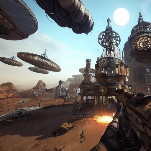 video game still of a steampunk first person shooter | Stable Diffusion ...