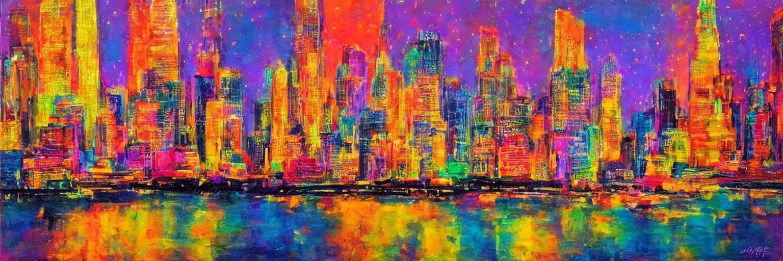 Image similar to a colorful landscape of new york by night in the style of alberto mielgo