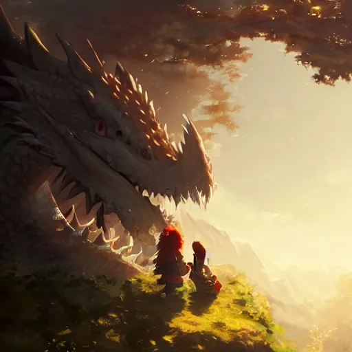 Prompt: a dwarf and a dragon drinking a beer | fantasy art | gapmoe kuudere moody lighting stunning bokeh highlights sharp contrast | trending pixiv fanbox | by greg rutkowski makoto shinkai takashi takeuchi studio ghibli