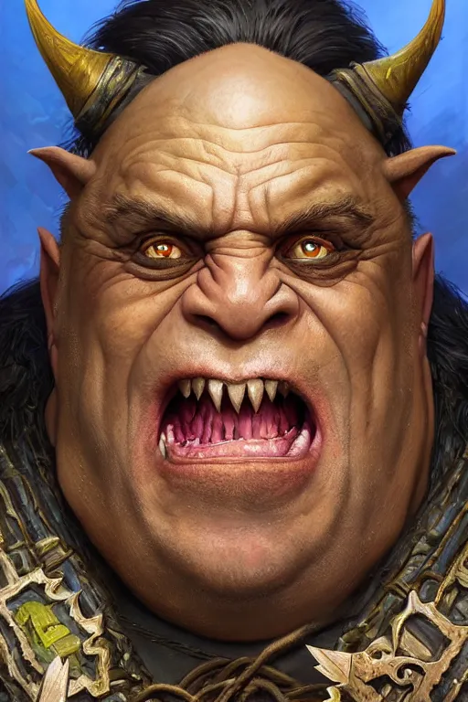 Prompt: Danny Devito as an Orc, world of warcraft, wow , intricate, elegant, highly detailed, digital painting, artstation, concept art, smooth, sharp focus, illustration, art by artgerm and greg rutkowski and alphonse mucha