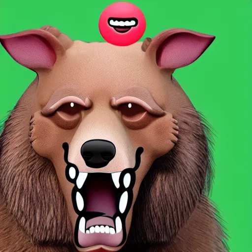 Image similar to high quality photograph of a rabid dog with rabies, emoji faces are rabies foam, trending on artstation