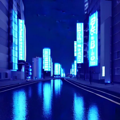 Prompt: a cerulean and blue tokyo at night, cinematic, octane render, cinematic, ray traced, concept art, 8 k hd artwork, featured on artstation, hyperrealistic,