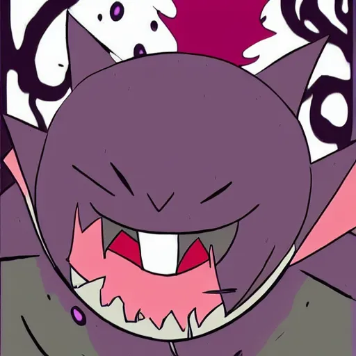 Image similar to gengar lost photo, gengar from pokemon, creepy, weird, intense, feels like you're in danger, help