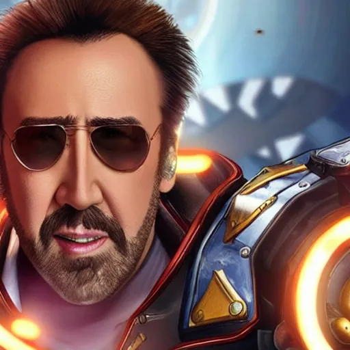Image similar to Nicolas Cage in Overwatch