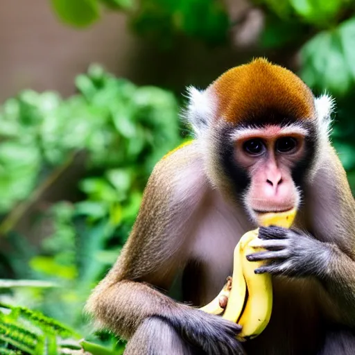 Image similar to brown monkey eating a banana, company logo