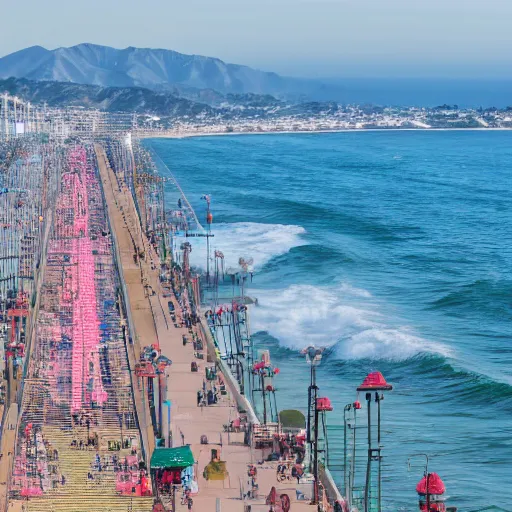 Prompt: a high resolution photograph of santa monica pier, 4 k high - resolution photograph, ultra detail, hd photo