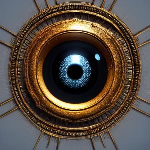 Image similar to The eye of god Rah, intricate, ornate, photorealistic, ultra detailed, octane render, high definition, depth of field, bokeh, 8k, artstation, cgsociety