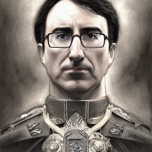 Prompt: portrait of stoic looking john oliver as the vigo carpathian painting, military uniform, fantasy, intricate, elegant, beautiful, highly detailed, charcoal, centered, dark, smokey, digital painting, artstation, concept art, smooth, sharp focus, illustration, art by artgerm and greg rutkowski and alphonse mucha