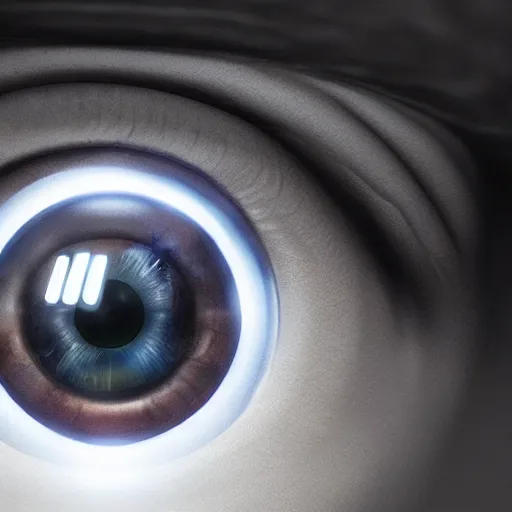 Prompt: ultra realistic eye of a human inside a cyborg, 4k, unreal engine 5, octane render, by greg rutkowski,