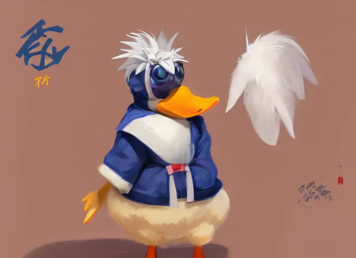 Prompt: detailed concept art of a cute iconic anthropomorphic duck character wearing a sailor suit by wlop on bcy. net, realistic. detailed feathers, art by cheng yi. artstationhd