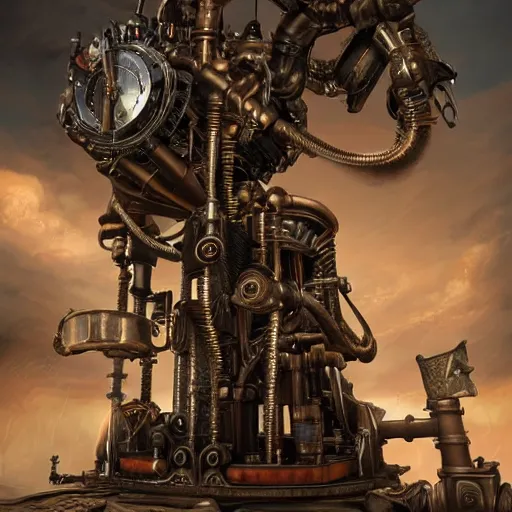 Prompt: steampunk metal machine, details face, detailed body, realistic body proportions, unreal engine, by popular digital artist, digital, artstation, detailed body, heavenly atmosphere, digital art, overdetailed art, trending on artstation, cgstudio, the most beautiful image ever created, dramatic, award winning artwork, beautiful scenery