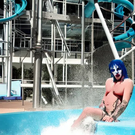 Image similar to marilyn manson working at the waterpark