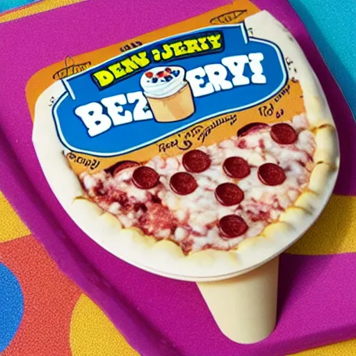 Prompt: ben and jerry's pizza flavoured ice cream