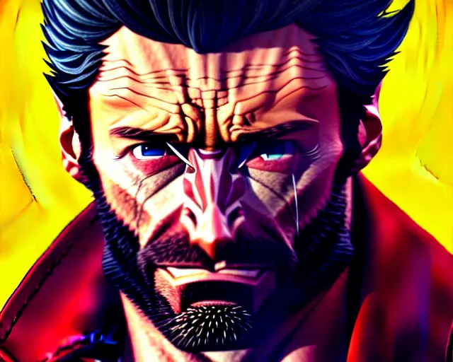 Prompt: hugh jackman as wolverine from logan, hyper - realistic, gta v cover art, cel shading, sharp focus, intricate, detailed, rhads, andreas rocha, makoto shinkai, lois van baarle, ilya kuvshinov, greg rutkowski, dynamic lighting, grunge aesthetic, 4 k