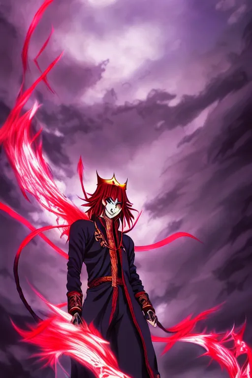 anime full body handsome young demon king man only,, Stable Diffusion