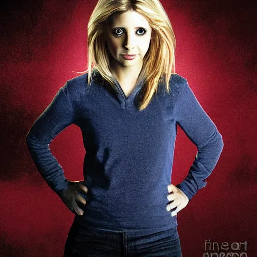 Image similar to sarah michelle gellar, buffy the vampire slayer digital art, studio photography