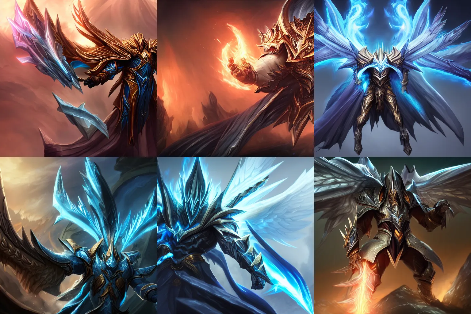 Prompt: Tyrael using magic powers, league of legends style, splash art, highly detailed, vray, trending on artstation