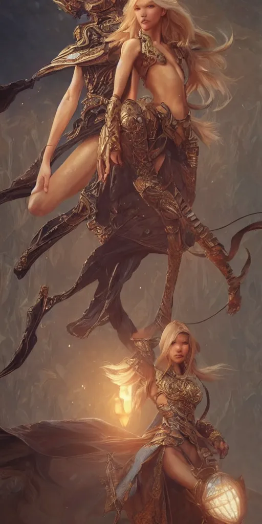 Image similar to sasha luss and dichen lachman, fantasy, intricate, highly detailed, action pose, digital painting, artstation, concept art, smooth, sharp focus, illustration, Unreal Engine 5, 8K, art by artgerm and greg rutkowski and alphonse mucha