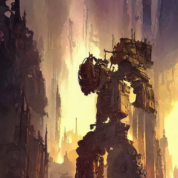 Prompt: award winning painting in the style of stephan martiniere and in the style of jean - claude mezieres