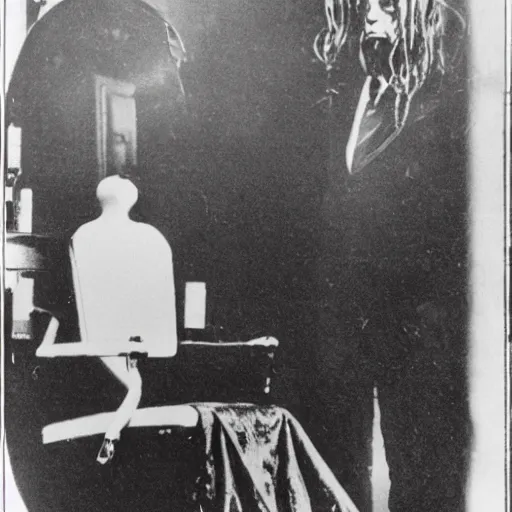 Prompt: photograph of cthulhu at the hair saloon