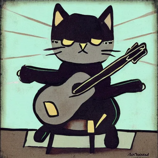 Prompt: cat playing a guitar - n 9