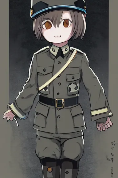 Image similar to beautiful little boy in nazi male uniform. made in abyss art style, sharps focus, pose, cute detailed artwork, anatomically correct, ilya kuvshinov, reflection, perfect composition, wallpaper mobile, digital art, detailed anime soft face, symmetrical face, western comic, illustration, realistic, smooth, lois van baarle, soft details, biomechanic