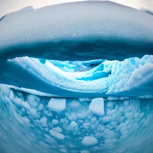 Image similar to “ a scene showing the underside of solid sea ice, photograph taken under the ice but above the water ”