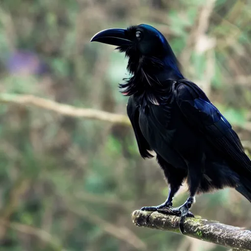 Image similar to a photograph of a raven with iridescent feathers