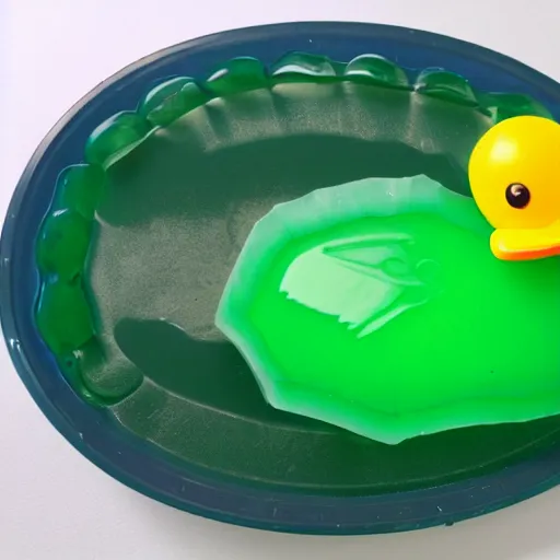 Prompt: a duck made out of jello