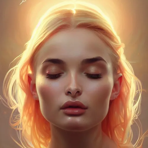 Prompt: beautiful kim petras, eyes closed, perspective, portrait, fantasy, ultra detailed, elegant, intricate, dynamic lighting, hyperrealism, digital art, digital painting, artstation, wlop, sharp focus, illustration, art by artgerm and greg rutkowski and alphonse mucha, 8 k