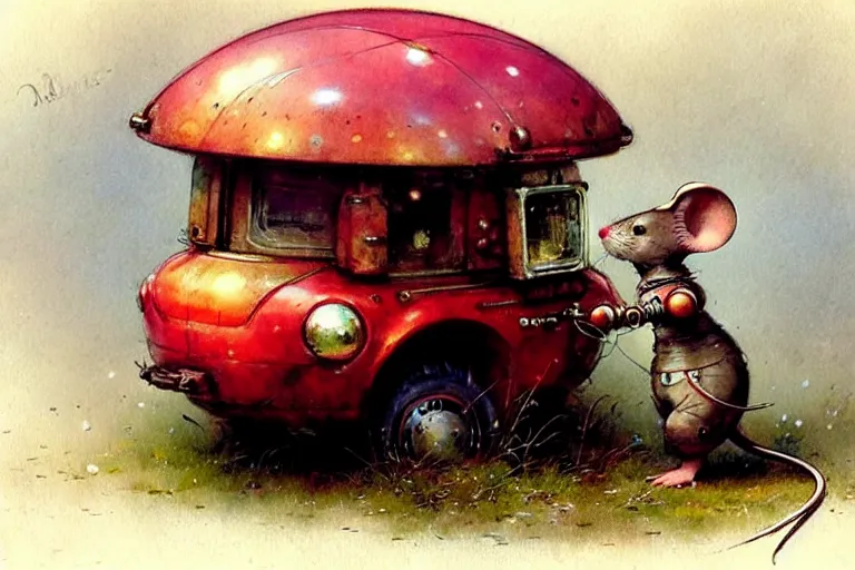 Prompt: adventurer ( ( ( ( ( 1 9 5 0 s retro future robot mouse balloon birthday wagon house. muted colors. ) ) ) ) ) by jean baptiste monge!!!!!!!!!!!!!!!!!!!!!!!!! chrome red