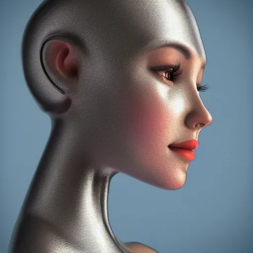 Prompt: portrait of a beautiful female realistic robot