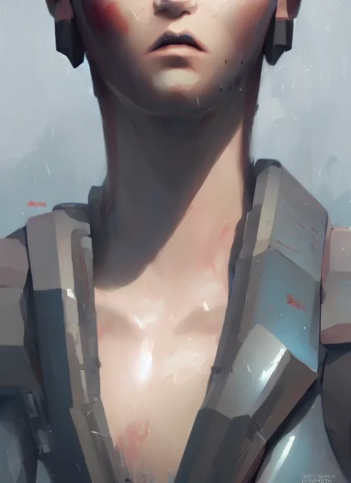 Image similar to concept art close up pourpre cyberpunk character, by shinji aramaki, by christopher balaskas, by krenz cushart