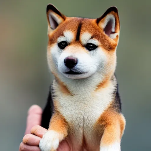 Prompt: close - up portrait of shiba inu holding club in hands, ( eos 5 ds r, iso 1 0 0, f / 8, 1 / 1 2 5, 8 4 mm, postprocessed, sharp )