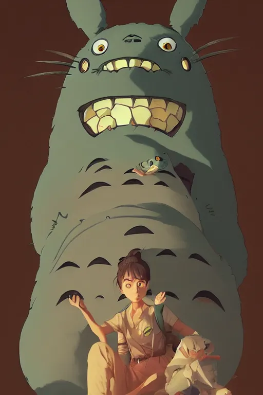 Image similar to Horror Totoro portrait, by Jesper Ejsing, RHADS, Makoto Shinkai and Lois van baarle, ilya kuvshinov, rossdraws global illumination