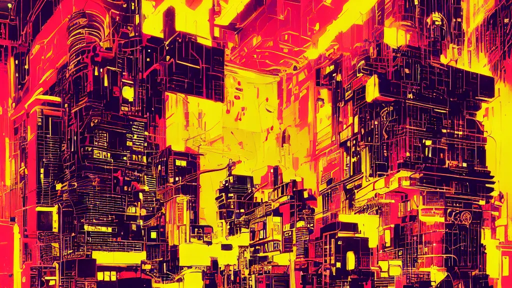 Image similar to dog futuristic japanese backlight cyberpunk by atey ghailan roy lichtenstein andy warhol ben - day dots, pop art, bladerunner, pixiv contest winner, cyberpunk style, cyberpunk color scheme, mechanical, high resolution, hd, intricate detail, fine detail, 4 k