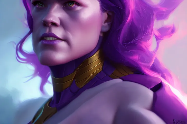 Image similar to female thanos, by charlie bowater, artgerm, ilya kuvshinov, krenz cushart, ruan jia, realism, ultra detailed, 8 k resolution