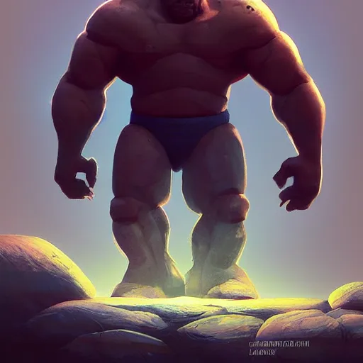 Prompt: Dwayne Johnson as a stone golem, mattepainting concept Blizzard pixar maya engine on stylized background splash comics global illumination lighting artstation lois van baarle, ilya kuvshinov, rossdraws