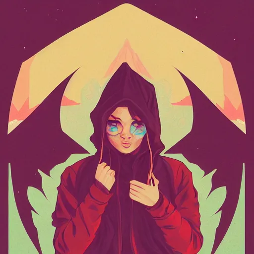 Prompt: portrait of a witch fire with hoodie by Sachin Teng and wlop