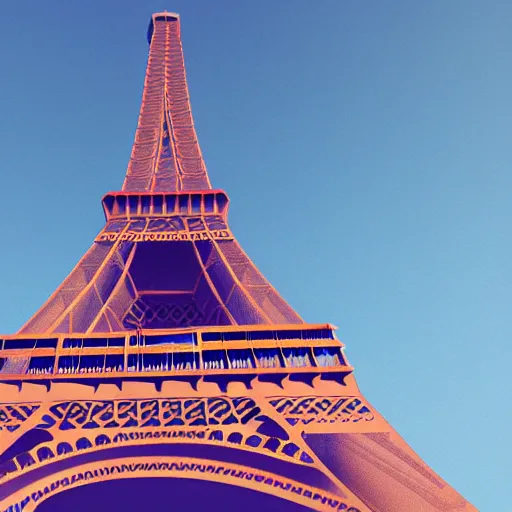 Prompt: low polygon render of the eiffel tower