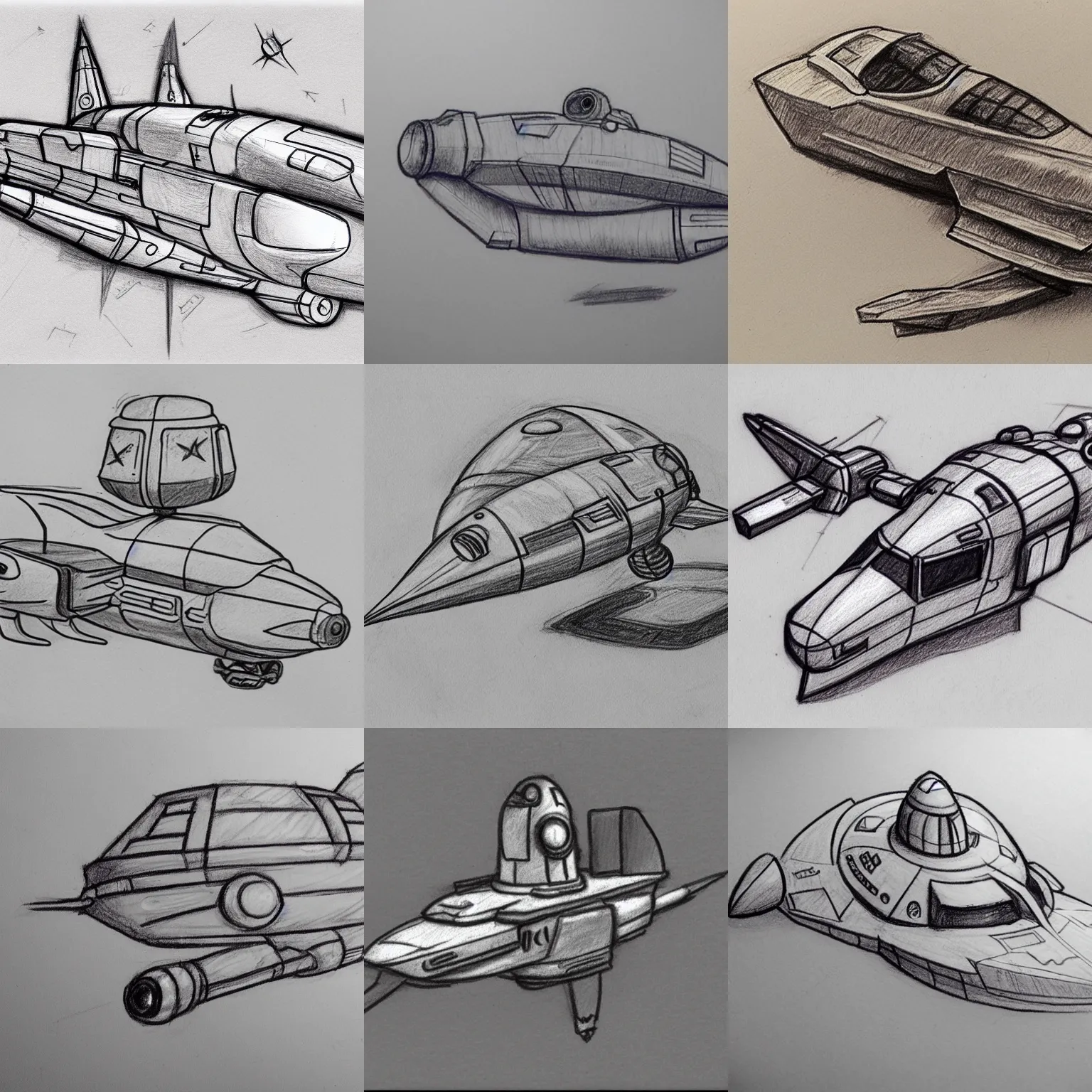 Prompt: pencil sketch, cute scout spaceship