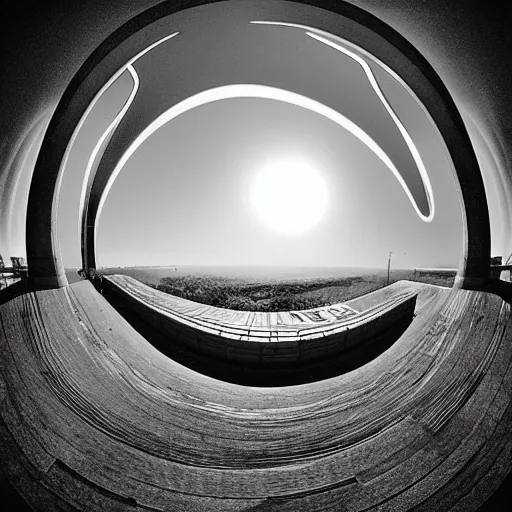 Prompt: “a giant moebius ring of eyes watching over the whole earth earth, 35mm fisheye photography, found footage, cursed image” —width 1920 —height 1080 —steps 40