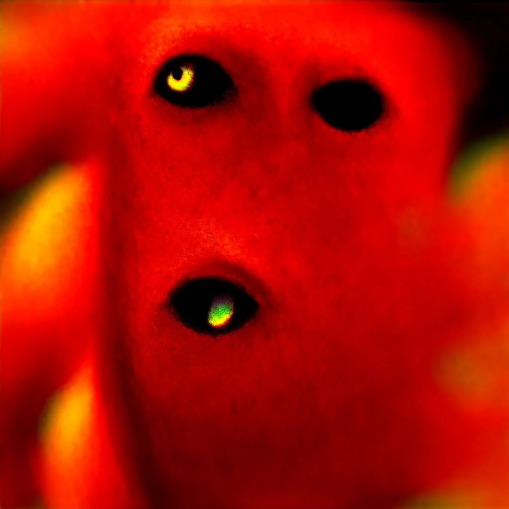 Image similar to fiery whimsical emotional eyes cephalopod, in a photorealistic macro photograph with shallow dof