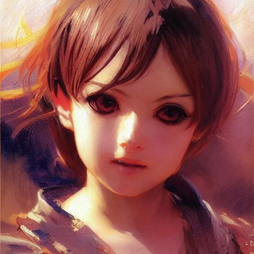 Prompt: mad cute anime girl faces, chibi art, painting gaston bussiere, craig mullins, j. c. leyendecker