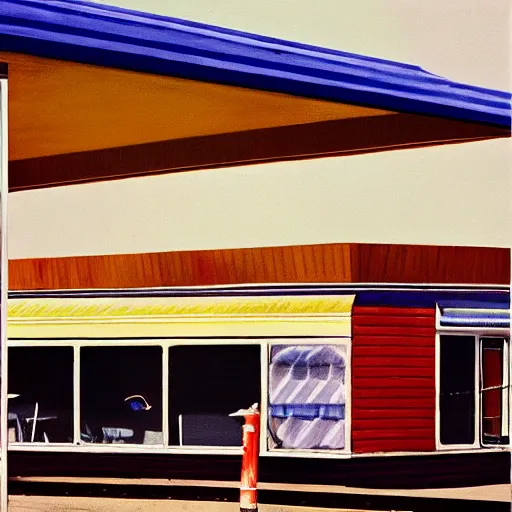 Prompt: painting of a diner exterior, william eggleston