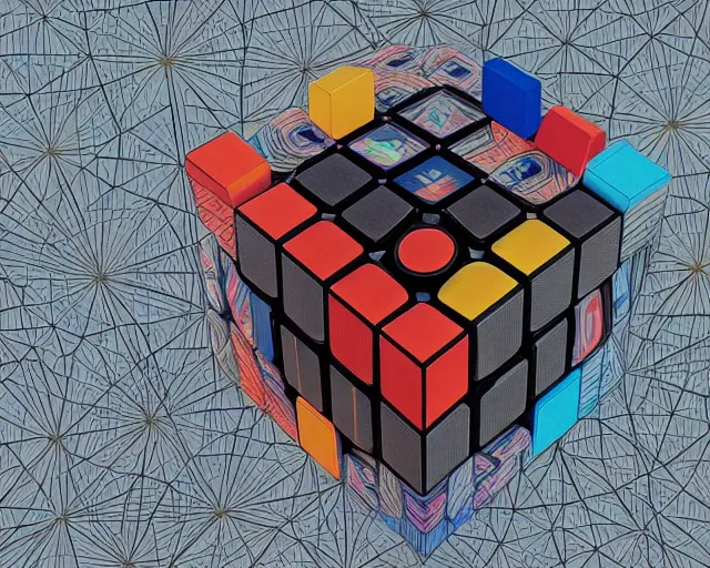 Prompt: portrait of mystiy giant eye rubiks cube, intricate abstract. intricate artwork, by tooth wu, wlop, beeple, dan mumford. concept art, octane render, trending on artstation, greg rutkowski very coherent symmetrical artwork. cinematic, key art, hyper realism, high detail, octane render, 8 k, iridescent accents