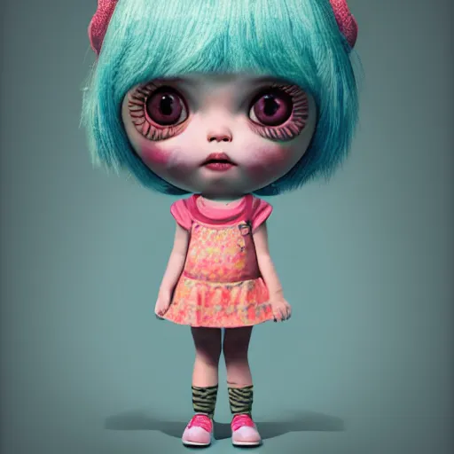 Prompt: chubby little girl, 8 k, 3 - d, unreal engine, amazing background, trending on artstation, style of mark ryden