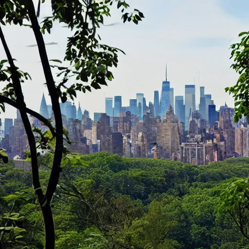 Prompt: view of New York from the jungle