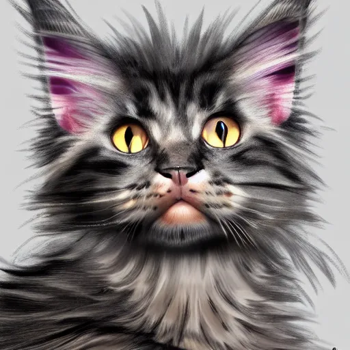 Image similar to a maine coon kitten, ultra detailed, realistic, digital art, cinematic, studio lighting, fantasy,